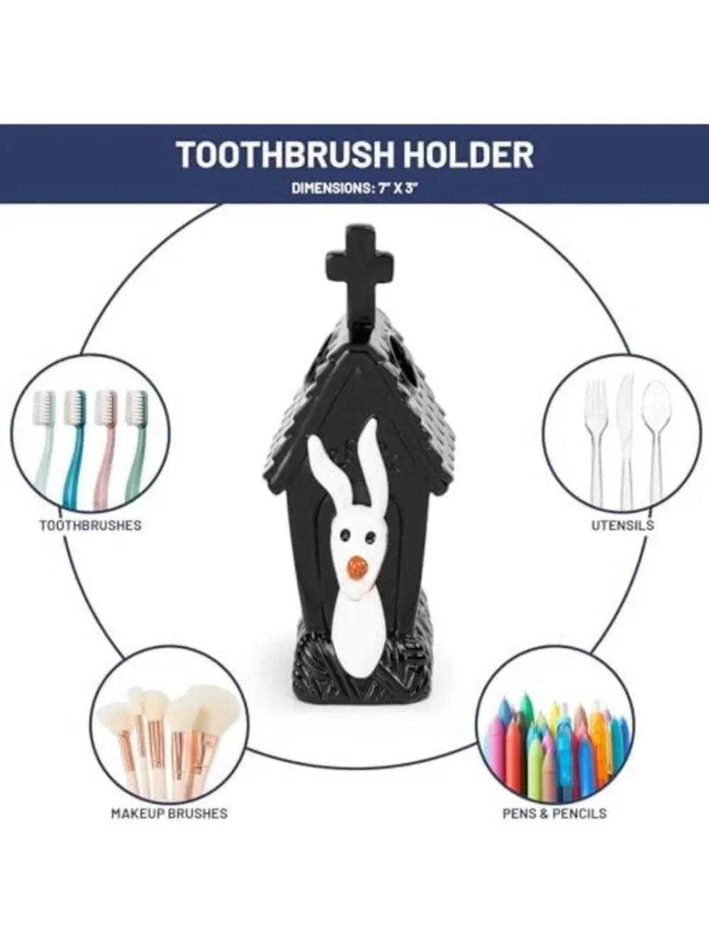 4-Piece Nightmare Before Christmas Bathroom Organizer Set - Black & White Decor